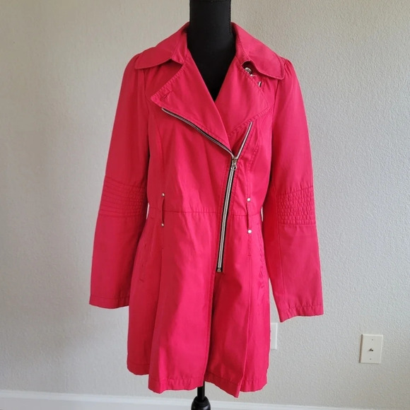Black Rivet Retro City Chic Hot Pink Jacket with Zipper Embellishment - Picture 1 of 9